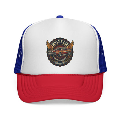 Muscle Car Emblem Trucker Cap | Vintage Hotrod Logo