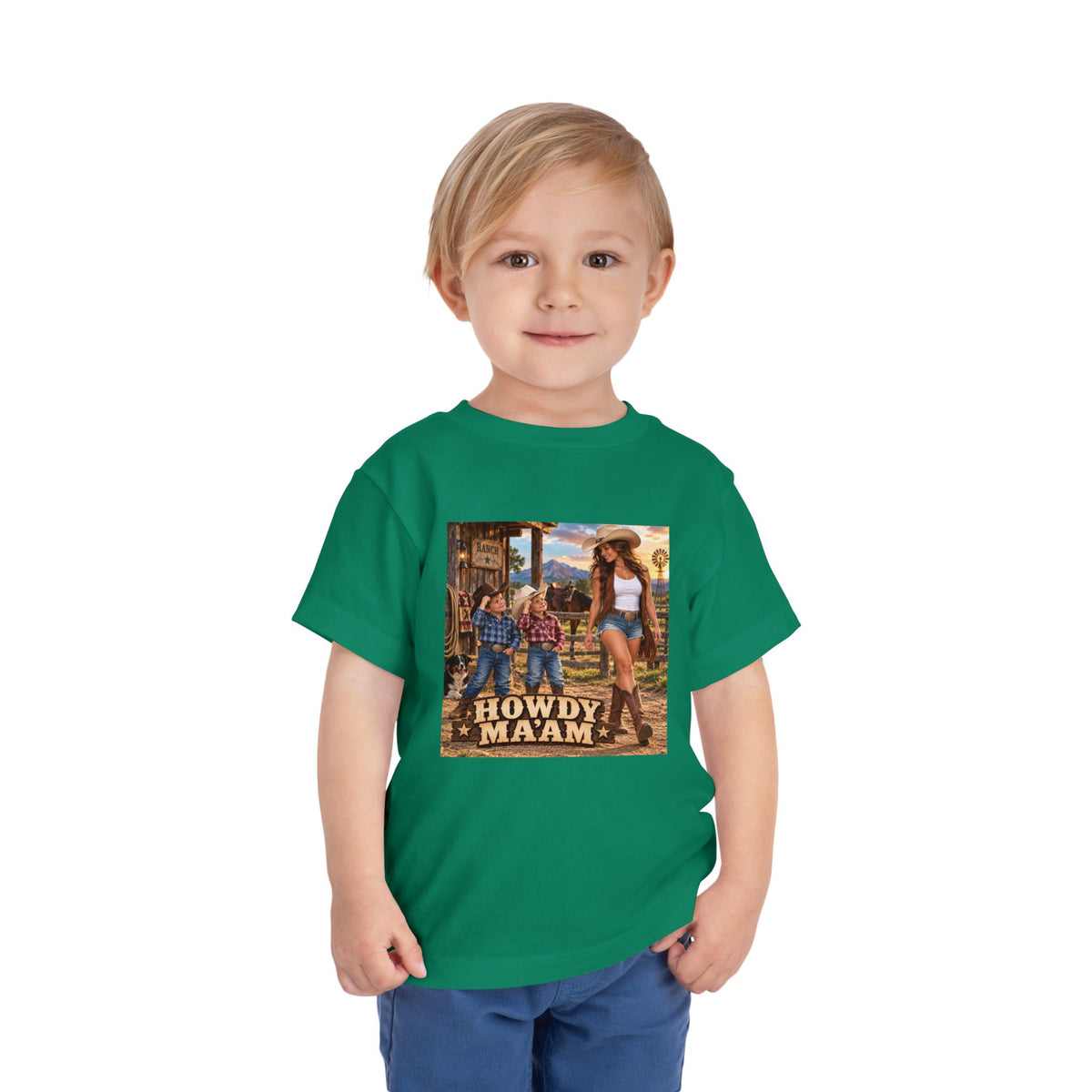 Toddler Tee — "Howdy Ma'am" Cowgirl Graphic Kids Shirt