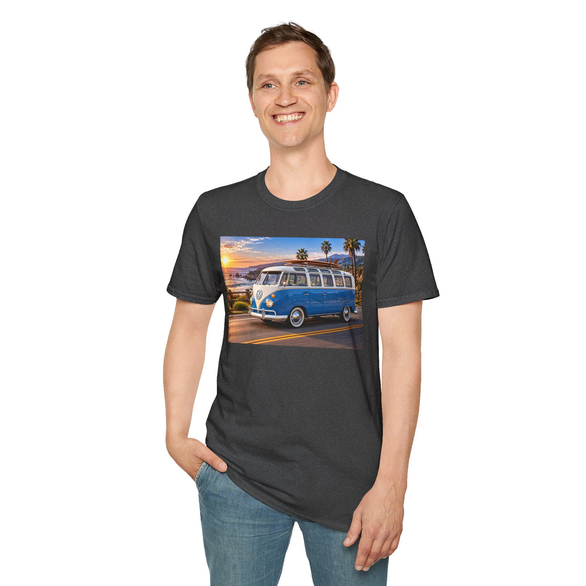 Vintage VW Bus T‑Shirt — Retro Surf Van Sunset Graphic Tee