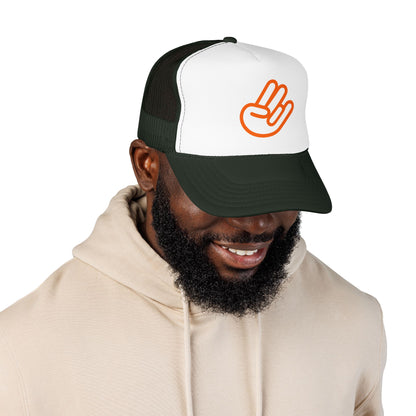 Shocker Foam Trucker Hat — Retro Orange Surf Vibe Mesh Cap