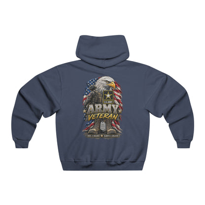 Army Veteran Hoodie — Eagle & American Flag Backprint with US Army Crest