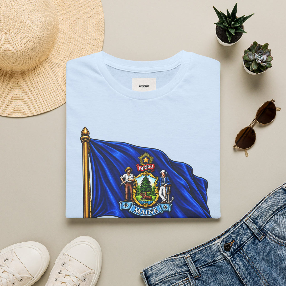 Maine State Flag T-Shirt — 'Dirigo (I Lead)' Vintage Flag Tee