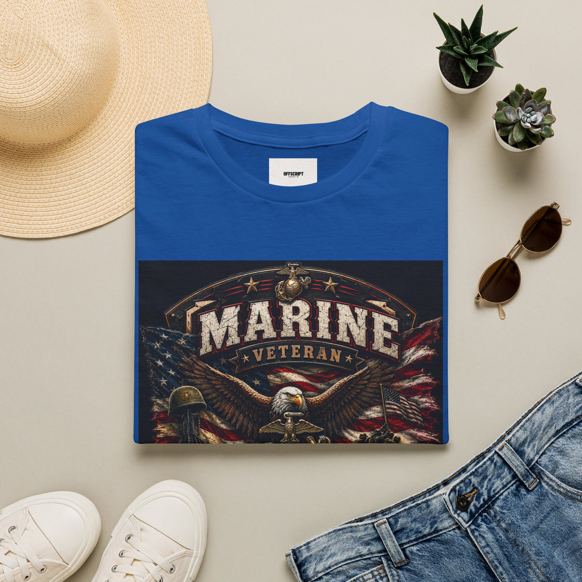 Marine Veteran T‑Shirt — Patriotic Eagle & American Flag Military Tribute