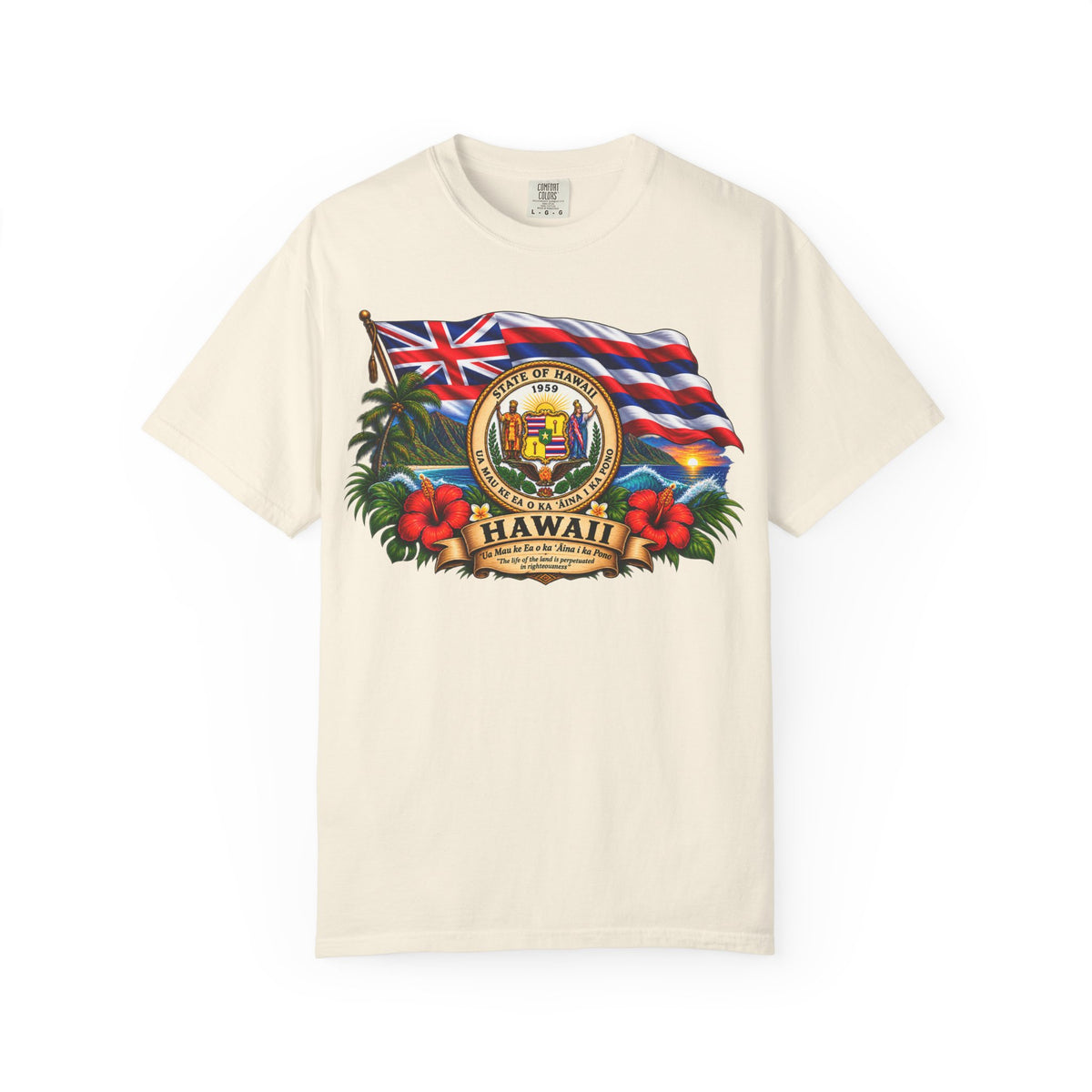 Hawaii State Seal Tee — Vintage Hawaiian Flag & Hibiscus T-Shirt