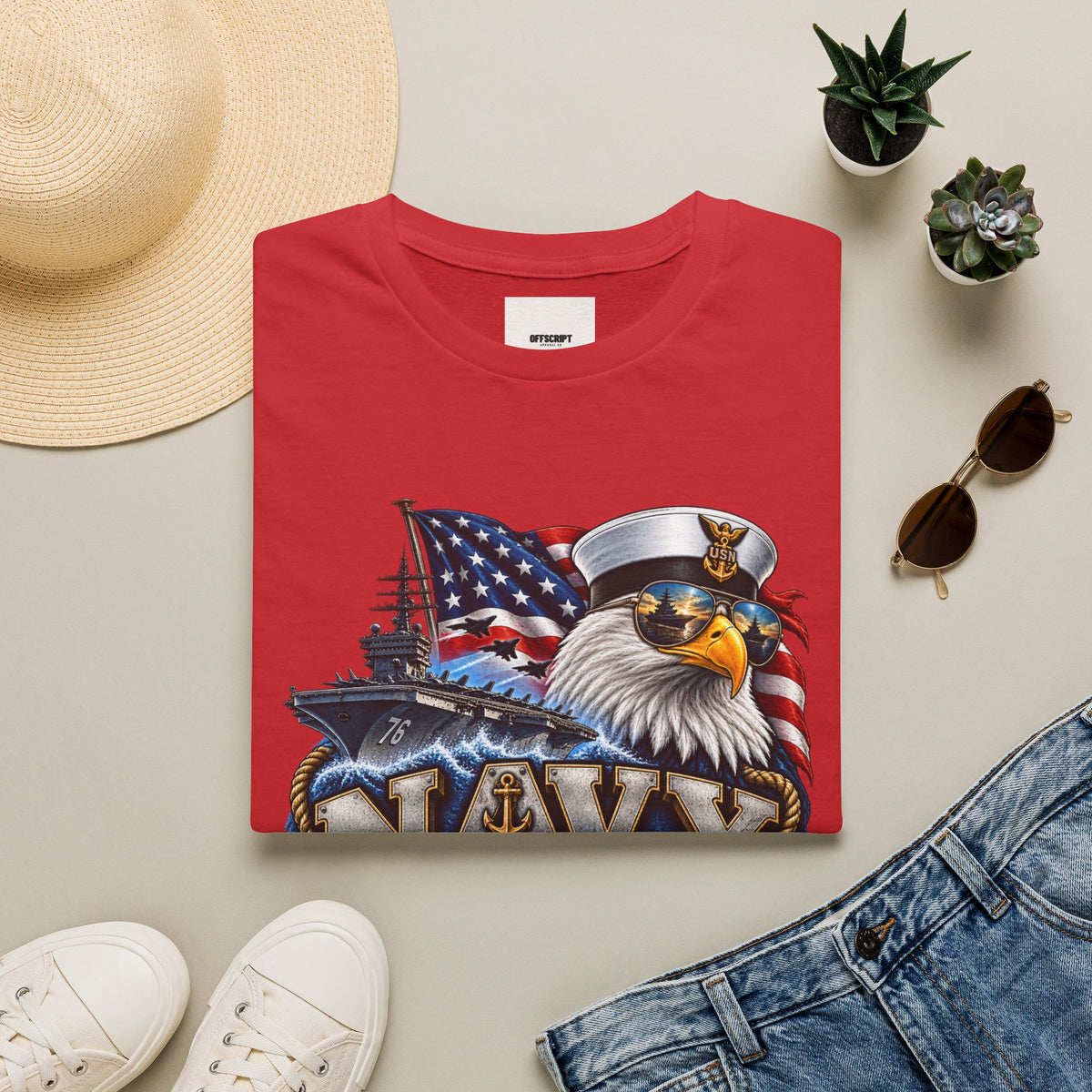 Navy Veteran Eagle T‑Shirt — Patriotic US Navy Flag Design