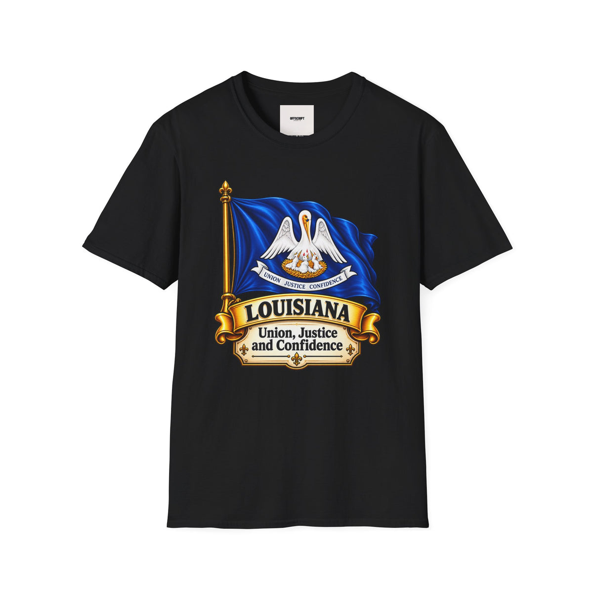 Louisiana State Flag T-Shirt — Pelican Emblem "Union, Justice & Confidence" Tee