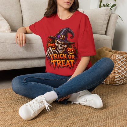 Halloween Skull Witch T-Shirt — Trick or Treat Pumpkin Graphic Tee