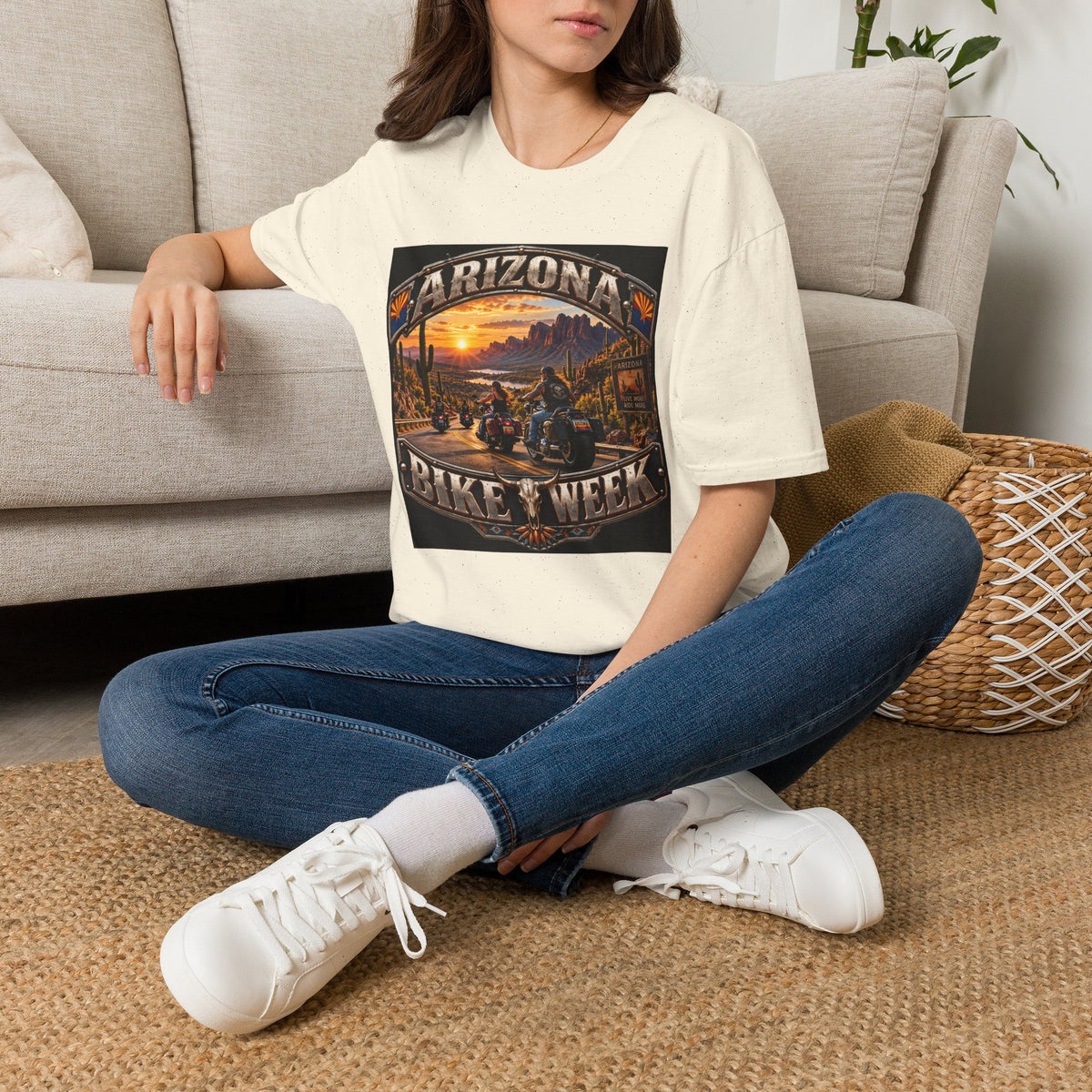 Arizona Bike Week Sunset T-Shirt — Vintage Motorcycle Desert Road Tee