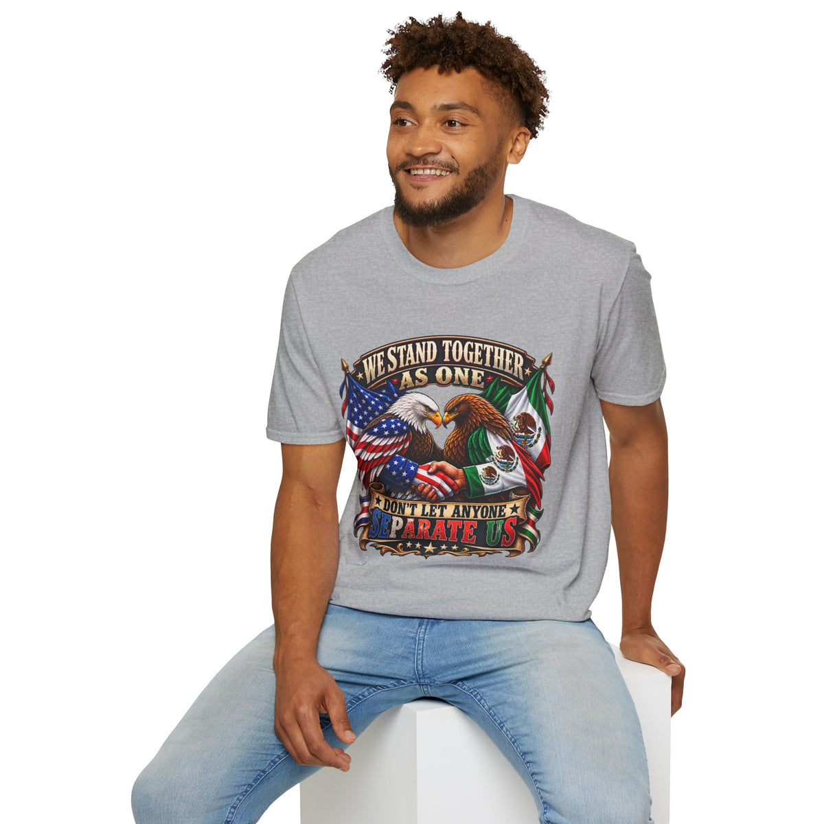 We Stand Together As One Eagle T-Shirt — USA & Mexico Unity Patriotic Tee