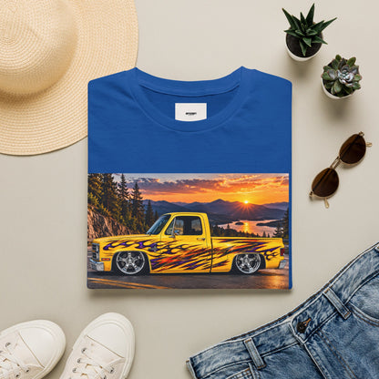Yellow Flame Pickup T-Shirt — Sunset Classic Truck Graphic Tee
