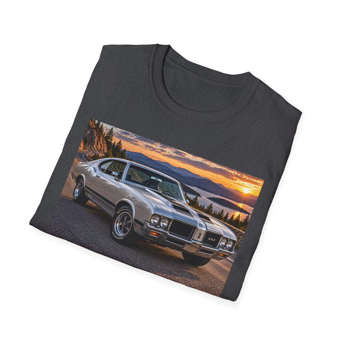 Classic Muscle Car T-Shirt – Vintage Oldsmobile Sunset Graphic Tee