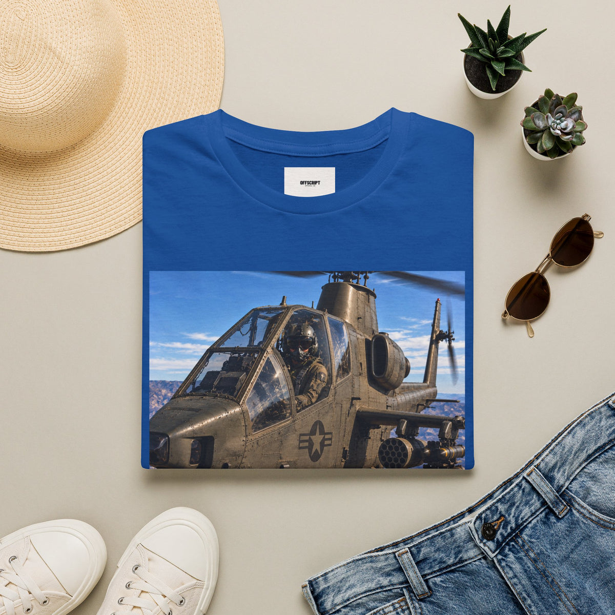 Attack Helicopter Graphic T‑Shirt – Military Aviation Photo Tee