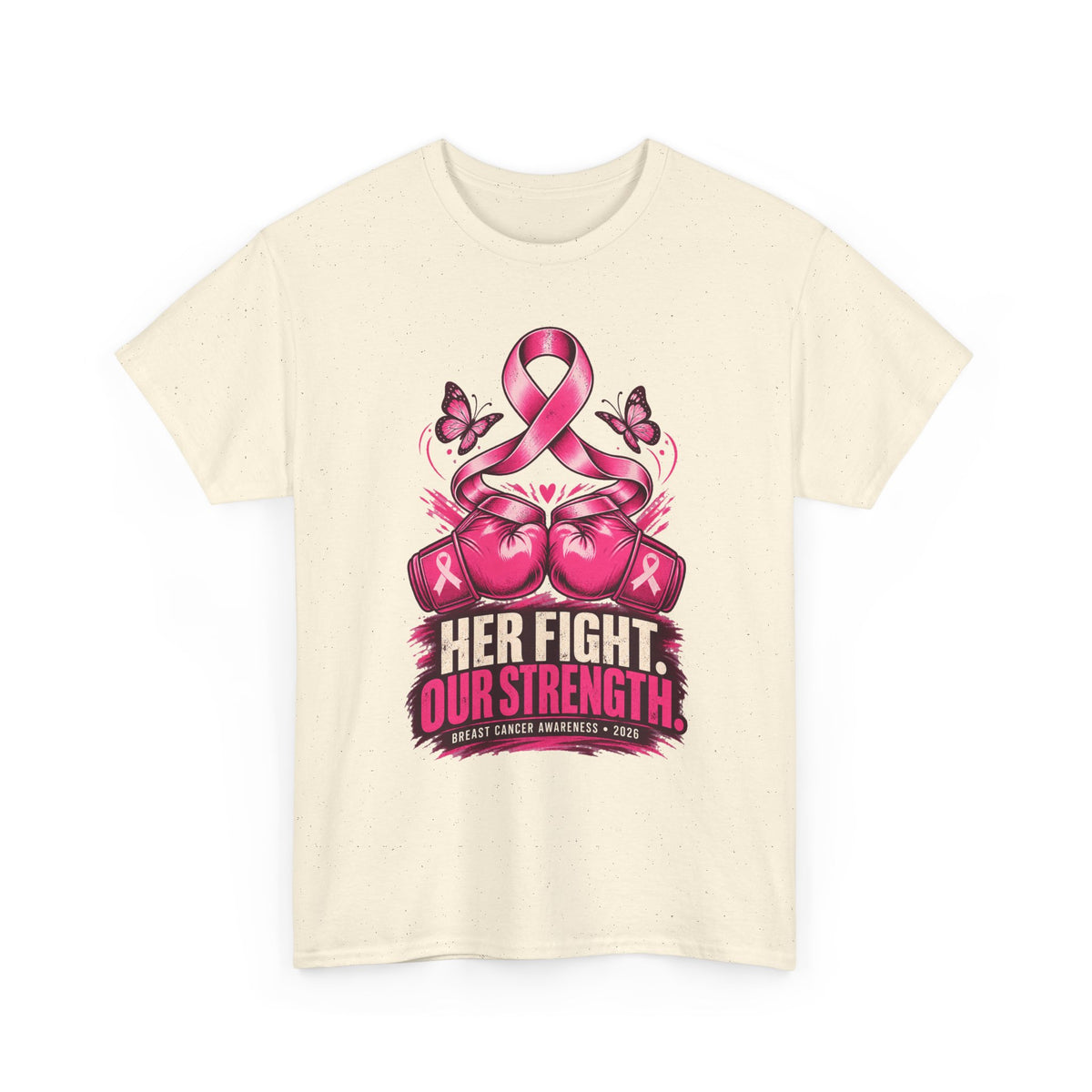 T-Shirt — Her Fight Our Strength Pink Ribbon Breast Cancer Awareness Tee