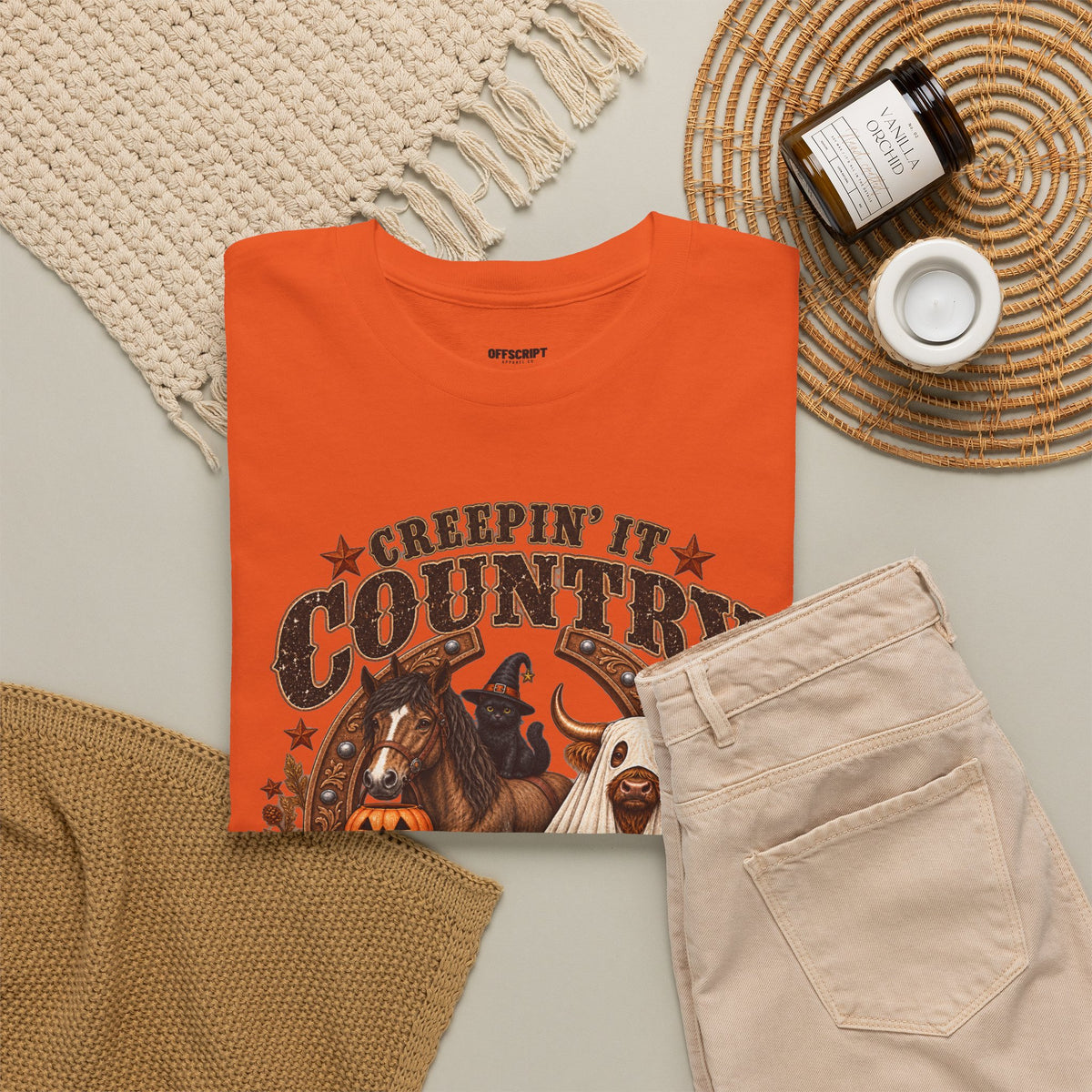 Country Halloween Tee — "Keepin' It Country Boo Y'all" Farm Animal Pumpkin T-Shirt