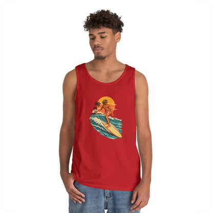 Surfing Sunset Tank — Retro Surfer Graphic Tank Top