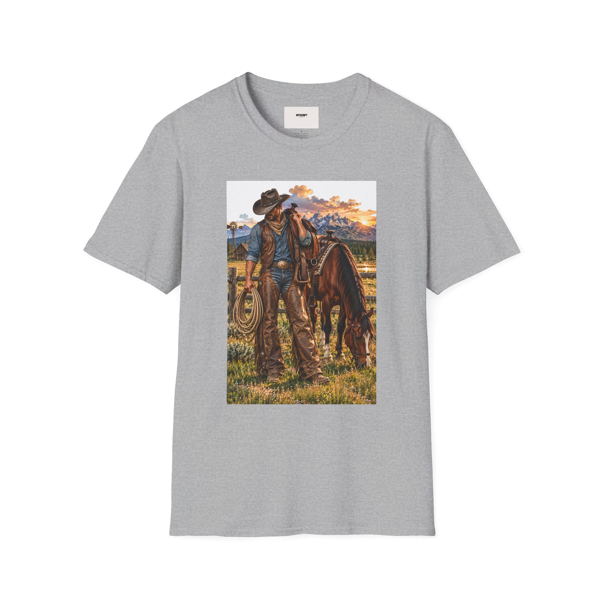 Cowboy Sunset T-Shirt — Western Ranch Horse Graphic