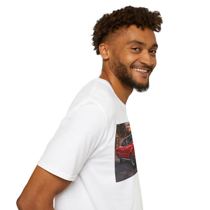Classic Red Muscle Car T-Shirt — Vintage Pontiac Sunset Driving Tee