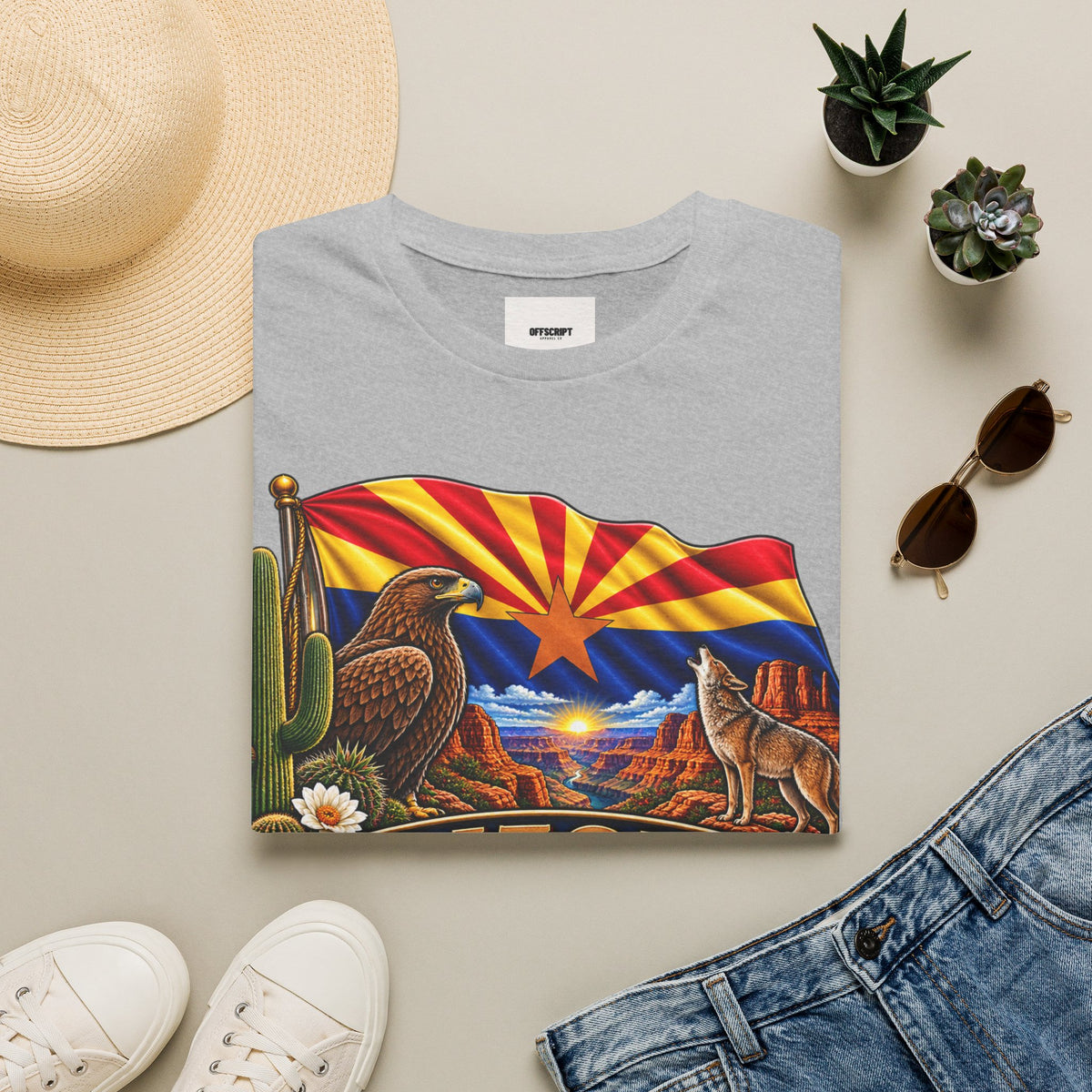 Arizona State T-Shirt — Desert Eagle & Coyote Flag Design