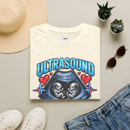 Ultrasound Twins T‑Shirt — Tiny Humans Big Hearts Pregnancy Tee