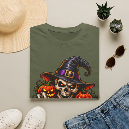 Halloween Skull Witch T-Shirt — Trick or Treat Pumpkin Graphic Tee
