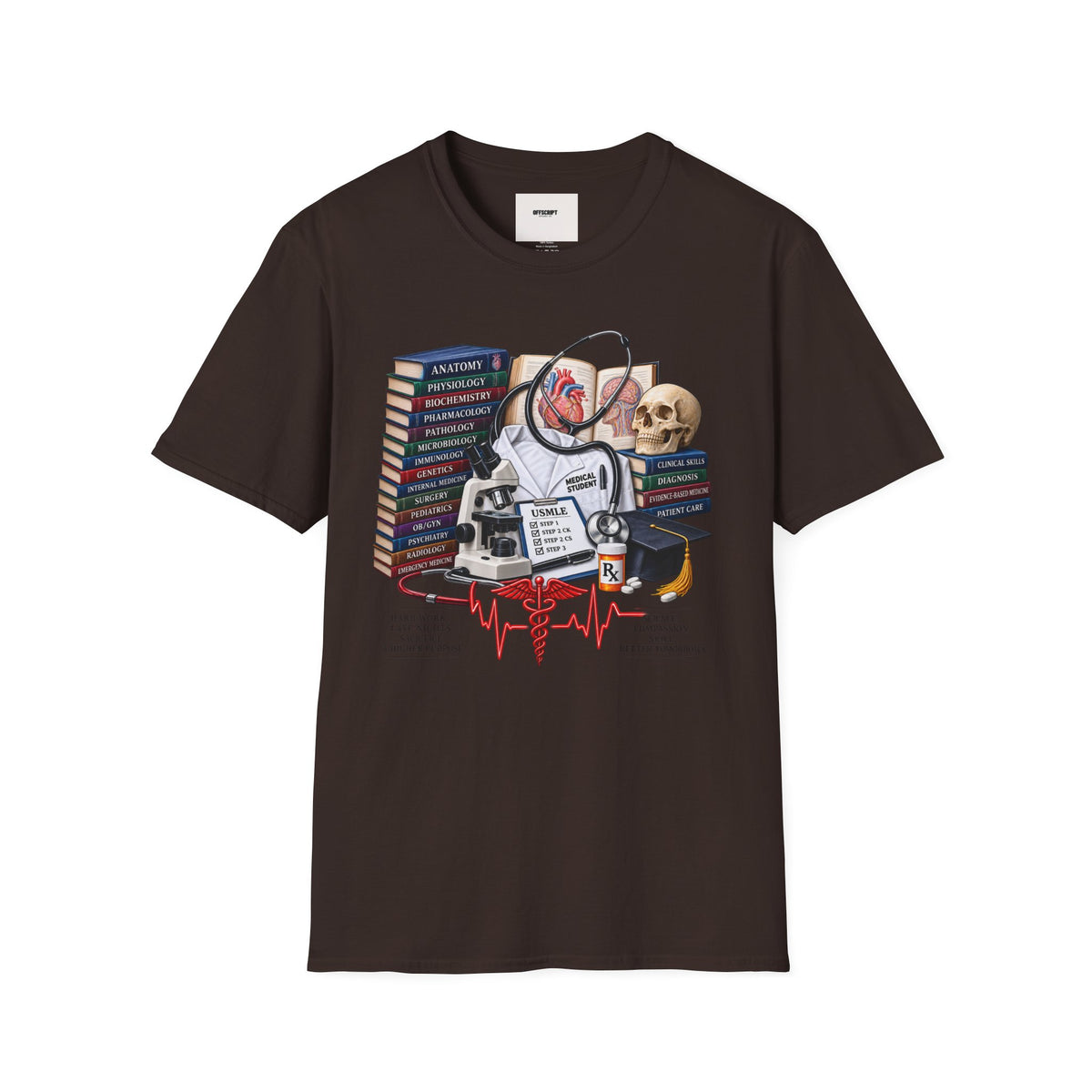Medical Student Study Stack T‑Shirt — Anatomy, Physiology & USMLE Prep Design