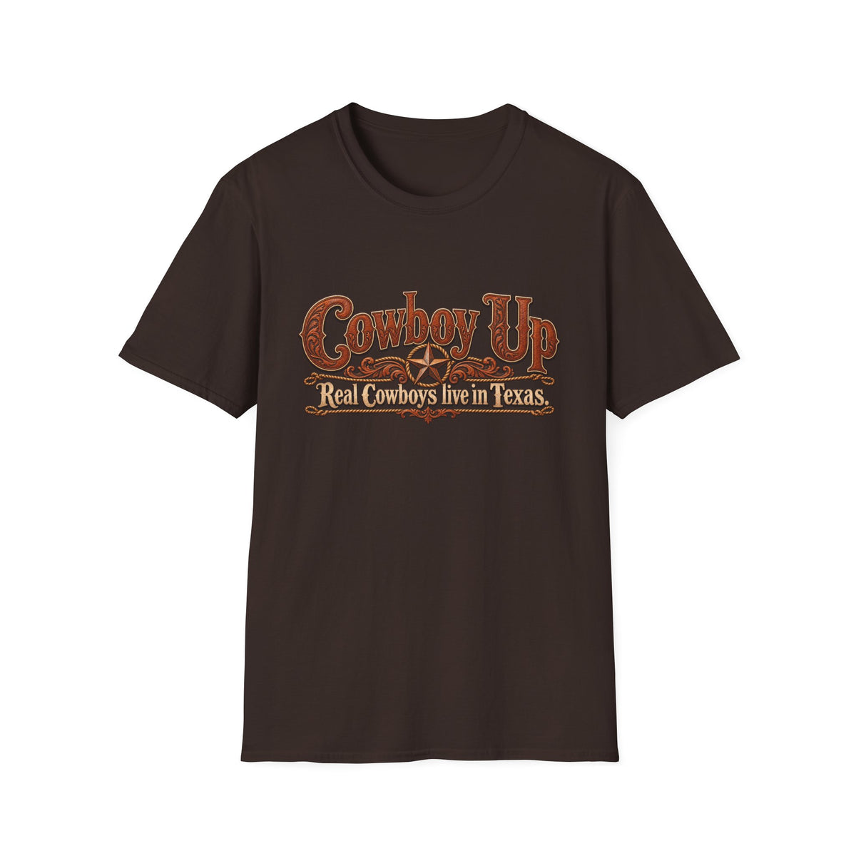 Cowboy Up T-Shirt — "Real Cowboys Live in Texas" Western Graphic Tee
