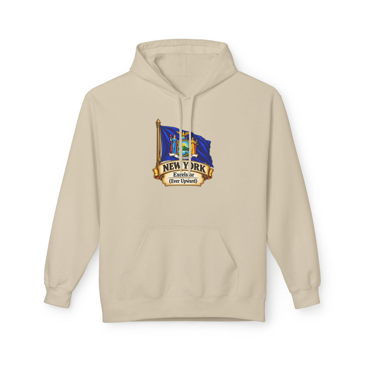 New York State Flag Hoodie – "Excelsior (Ever Upward)" Graphic Pullover