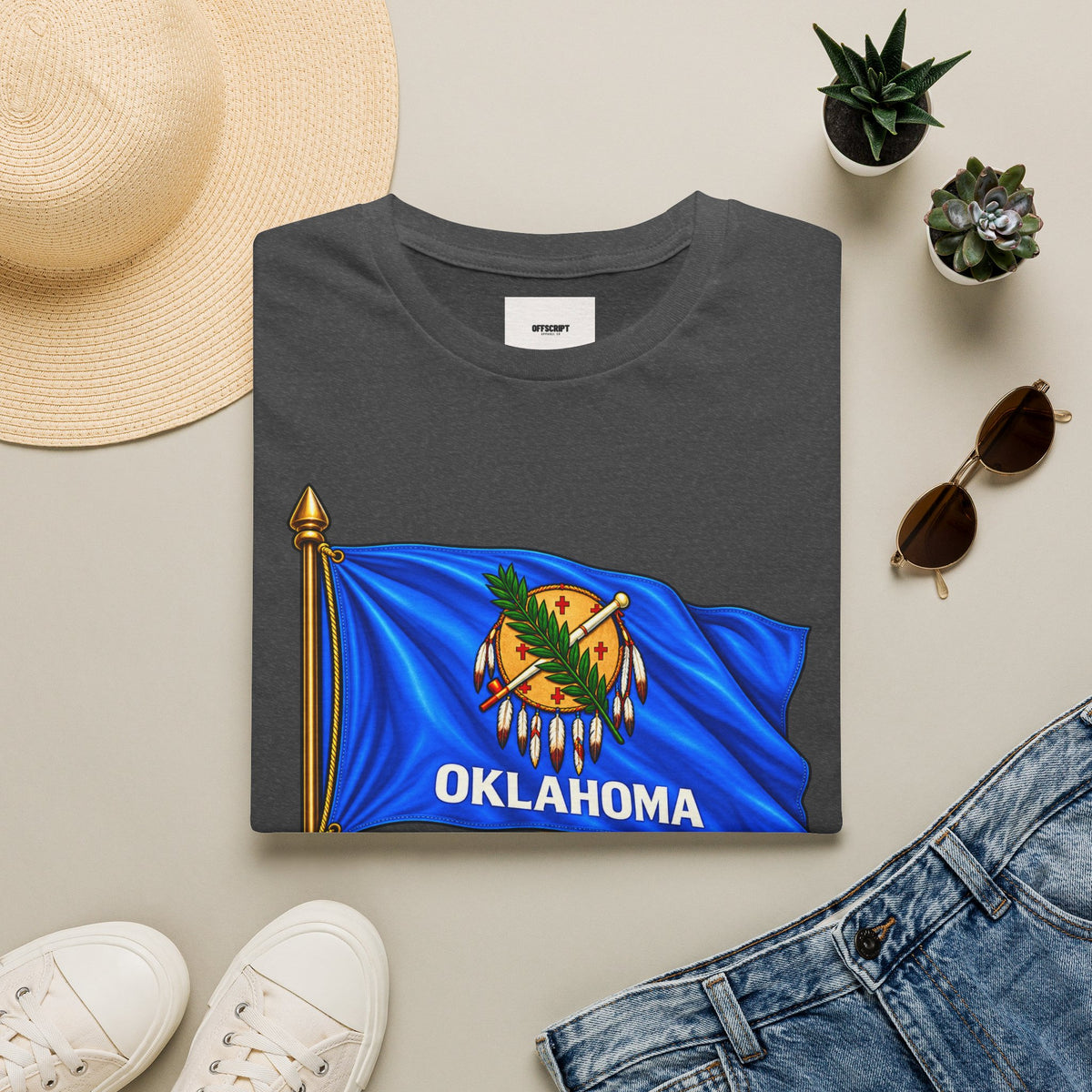 Oklahoma Flag T-Shirt — State Pride Tee with 'Oklahoma' & Seal