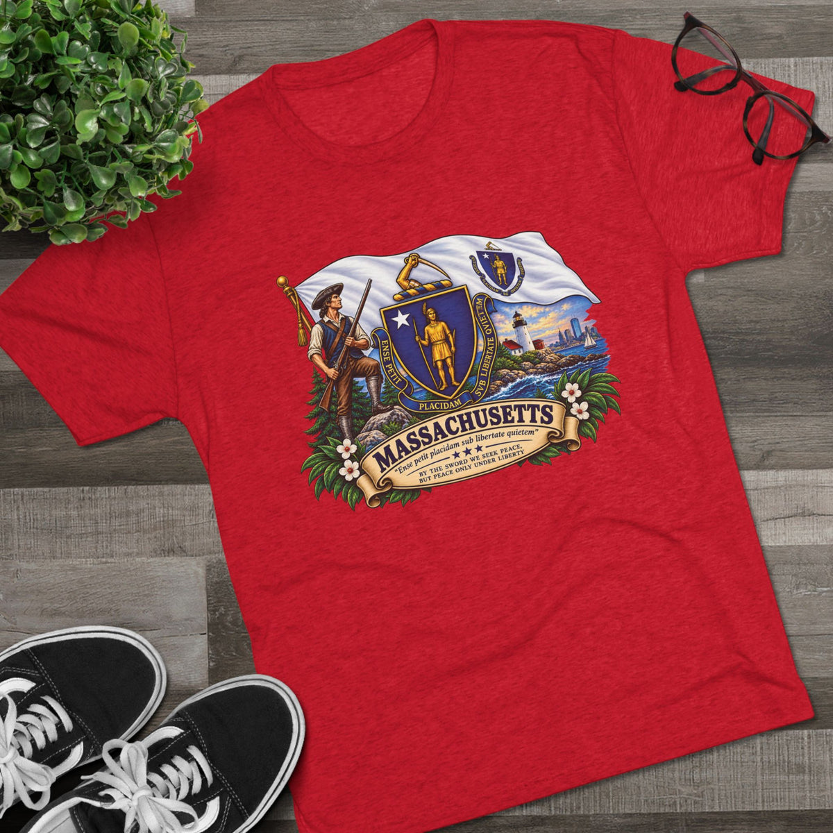 Massachusetts State Flag T‑Shirt — Vintage Coat of Arms Tee