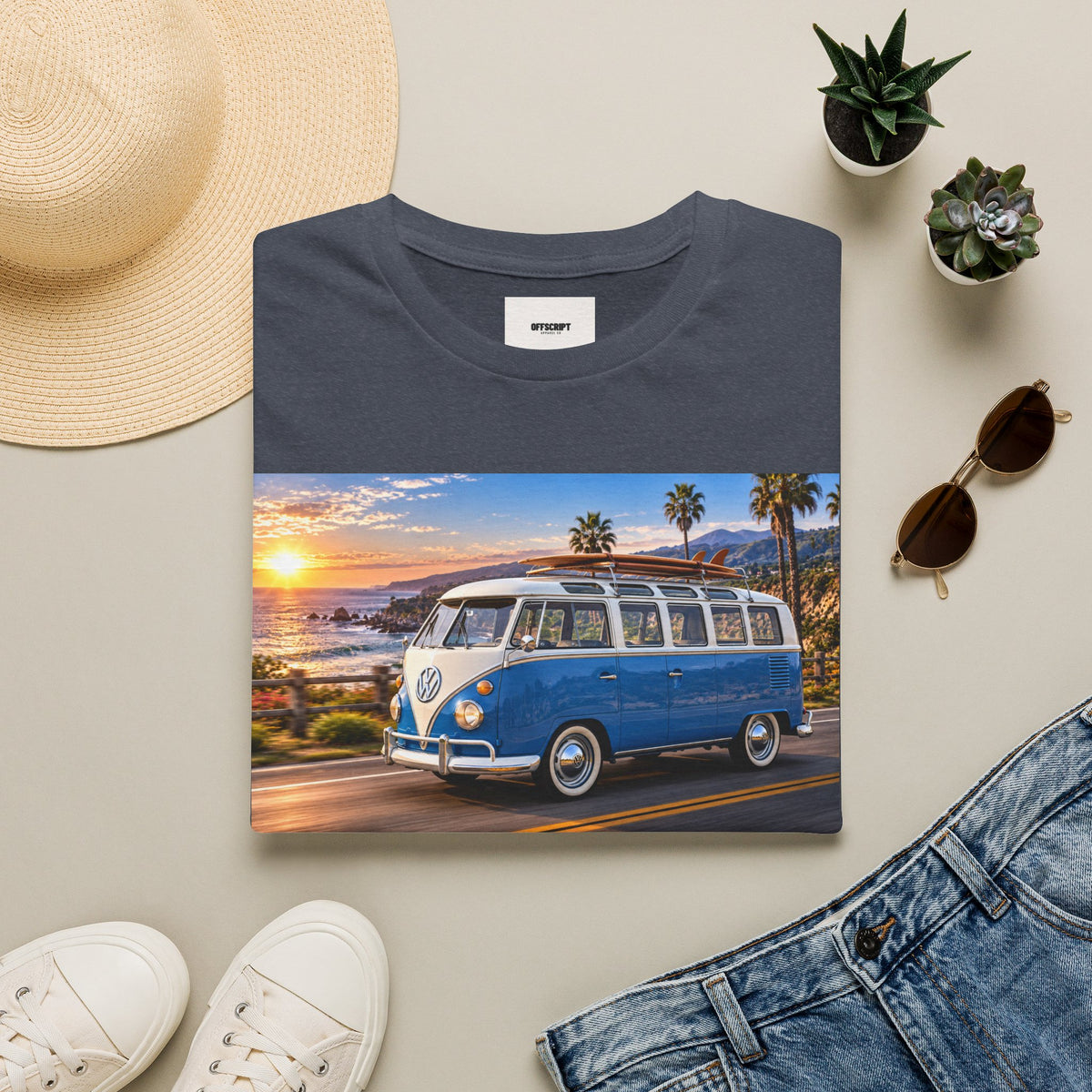 Vintage VW Bus T‑Shirt — Retro Surf Van Sunset Graphic Tee