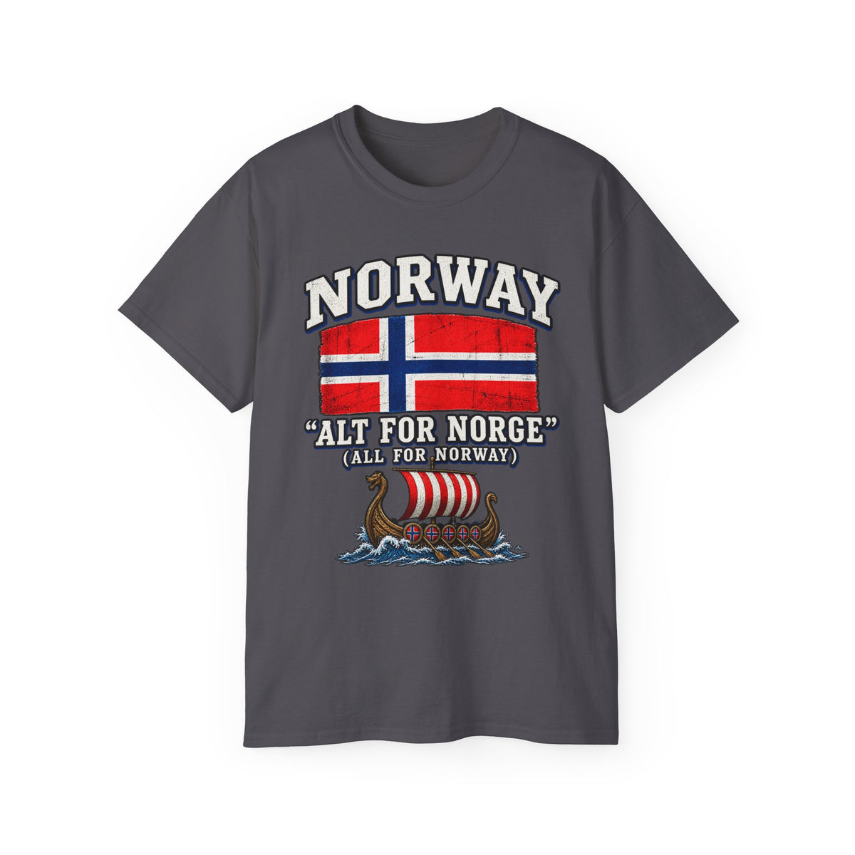 Norway Flag Viking Ship T‑Shirt — "Alt For Norge" Patriotic Tee