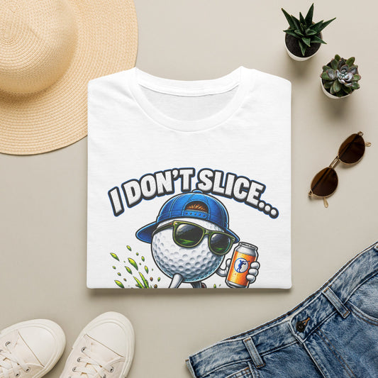 Golf T-Shirt — "I Don't Slice... I Create Scenic Detours" Funny Golfer Tee