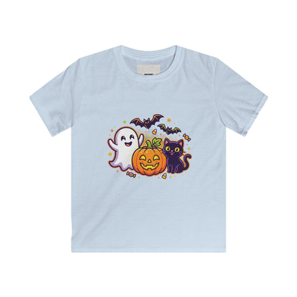 Kids Halloween Tee - Cute Ghost, Jack-O'-Lantern & Black Cat Shirt for Children