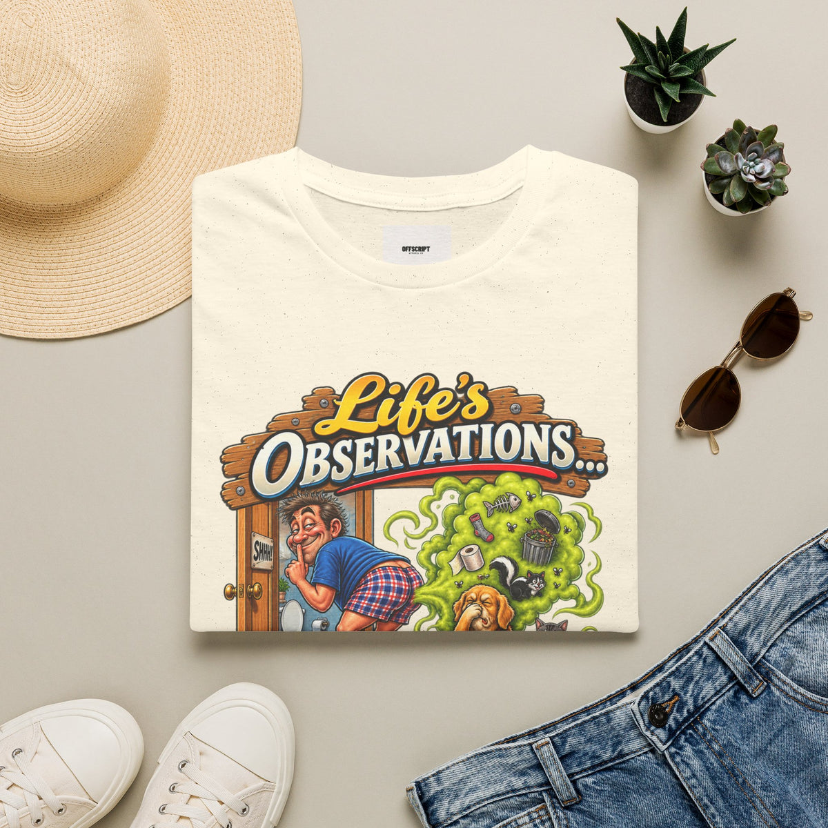 T-Shirt — Life’s Observations Funny Graphic Tee ("Your Farts Don’t Smell Like Sunshine & Rainbows")