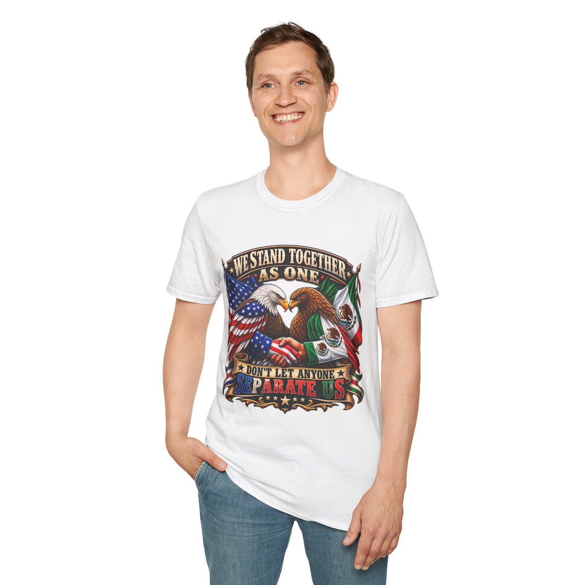 We Stand Together As One Eagle T-Shirt — USA & Mexico Unity Patriotic Tee