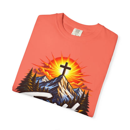 Faith Can Move Mountains T-Shirt | Christian Cross Mountain Graphic