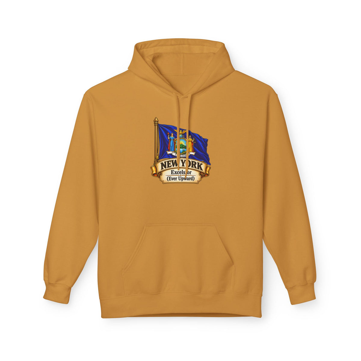 New York State Flag Hoodie – "Excelsior (Ever Upward)" Graphic Pullover