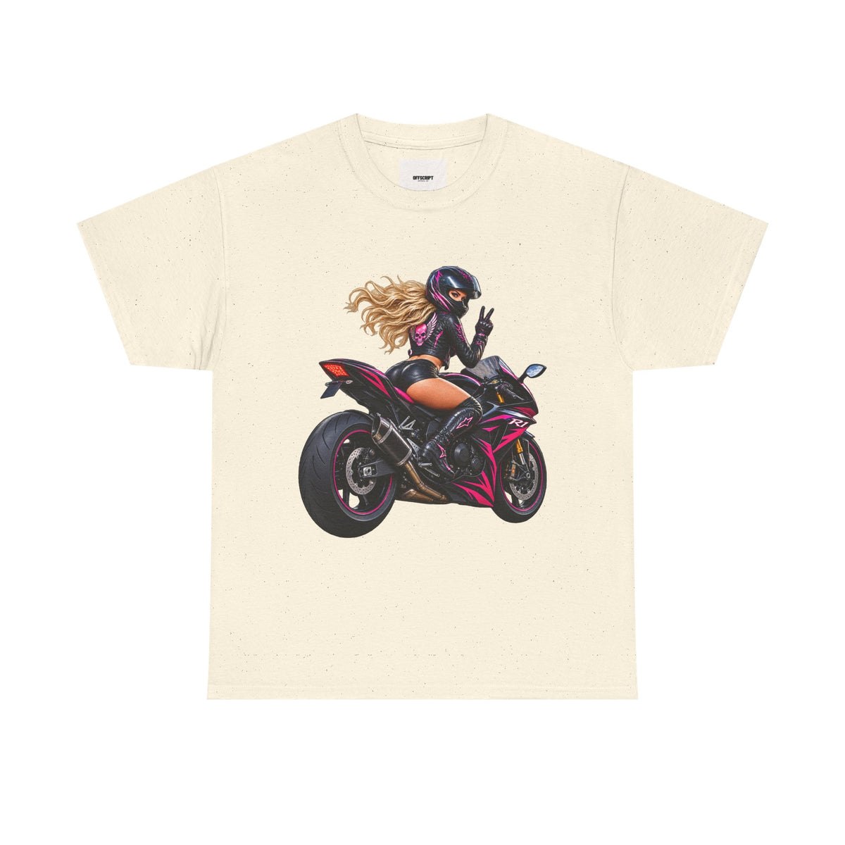 Motorcycle Girl Tee — Feminine Sportbike Rider Graphic Shirt