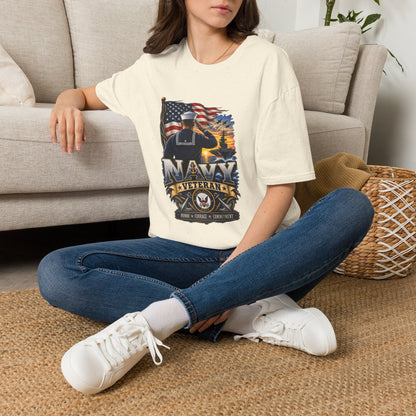 Navy Veteran Salute T‑Shirt – American Flag Military Tribute