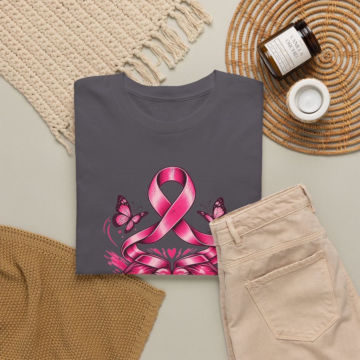 T-Shirt — Her Fight Our Strength Pink Ribbon Breast Cancer Awareness Tee