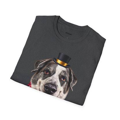 Patriotic Pup Tee — Dog with Top Hat & American Flag Bandana
