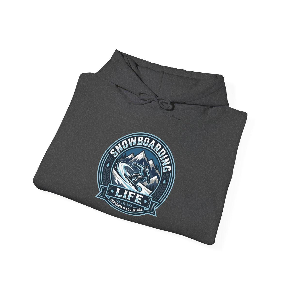 Snowboarding Hoodie – "Snowboarding Life" Graphic Pullover with Backboarder Illustration