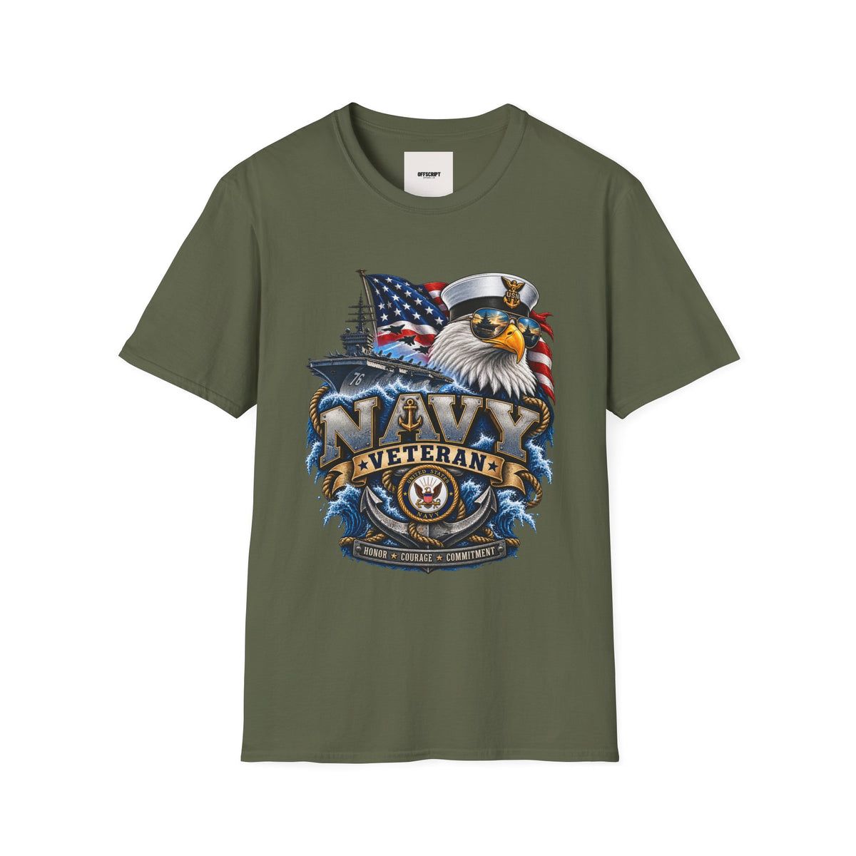 Navy Veteran Eagle T‑Shirt — Patriotic US Navy Flag Design