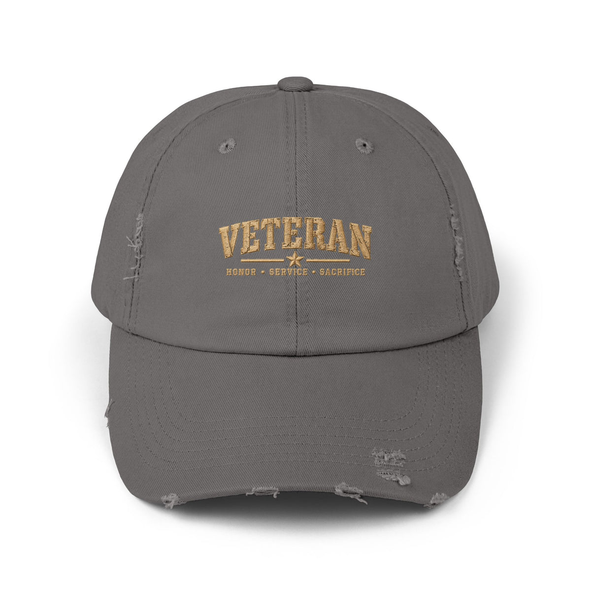 Veteran Distressed Cap — Honor Courage Sacrifice Embroidered Hat