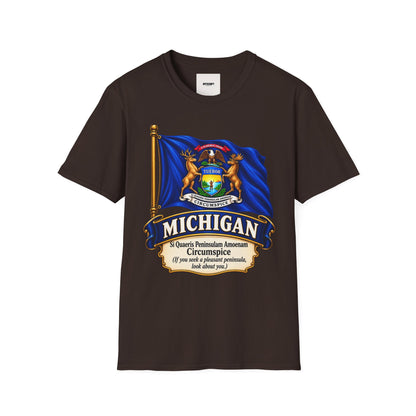 Michigan State Flag T-Shirt — Vintage State Seal Tee (TUEBOR)