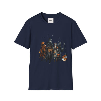 Halloween Gothic Crew T-Shirt — Haunted Pumpkin, Witch & Spooky Friends Design