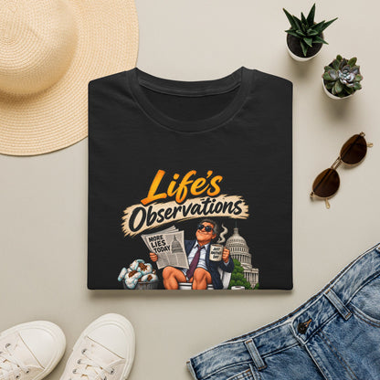 T-Shirt — "Life's Observations" Political Satire Tee ("Politicians Are Like Diapers" Design)