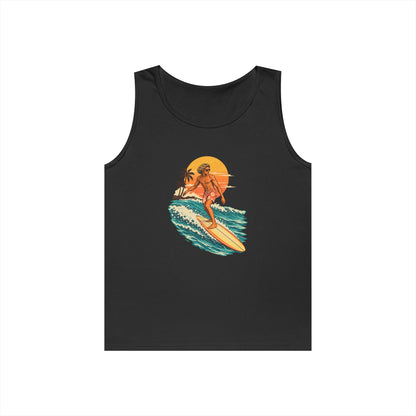 Surfing Sunset Tank — Retro Surfer Graphic Tank Top