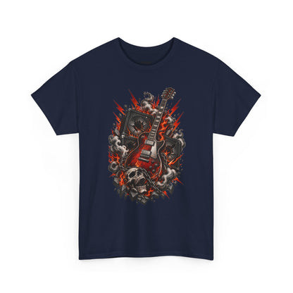 Electric Skull Guitar T‑Shirt — Rock & Metal Graphic Tee for Musicians and Fans