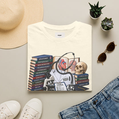 Medical Student Study Stack T‑Shirt — Anatomy, Physiology & USMLE Prep Design